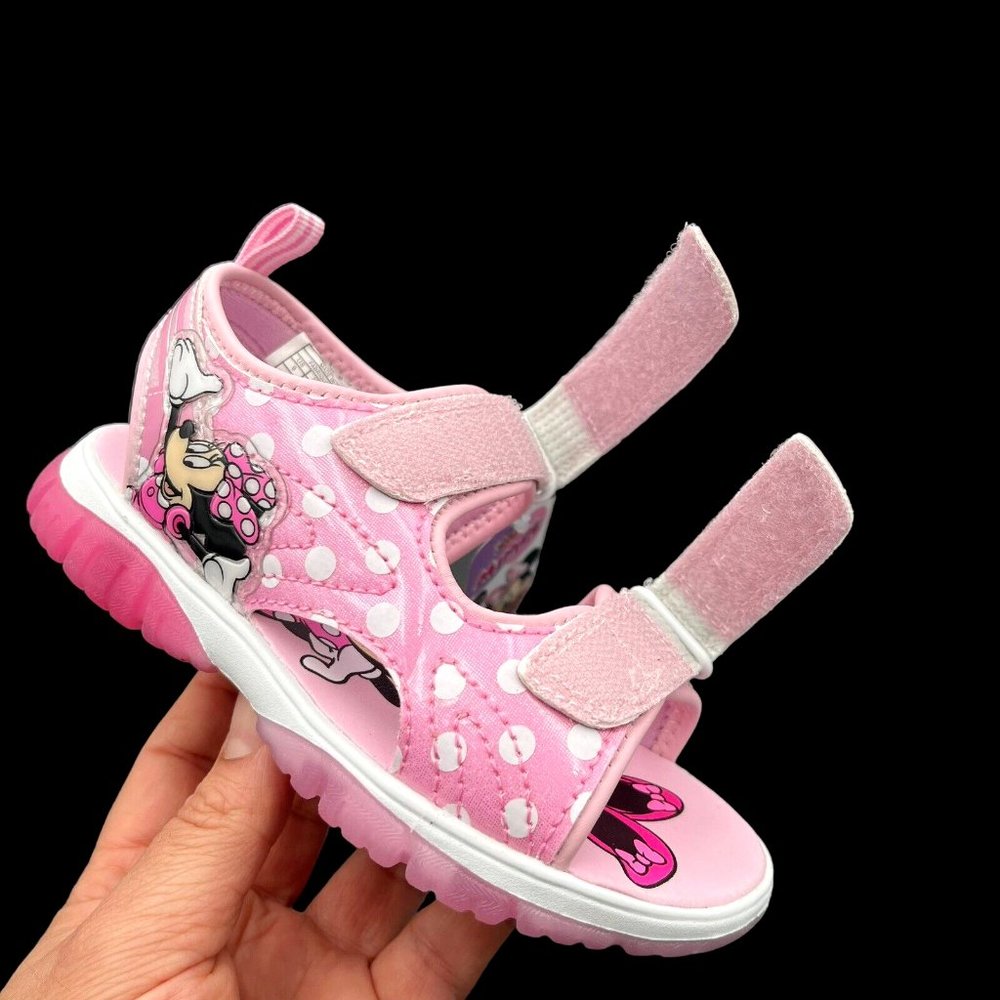 Disney Minnie Mouse Little Girls Light Up Sandals Size 12 Pink Strappy Open Toe - Picture 7 of 16